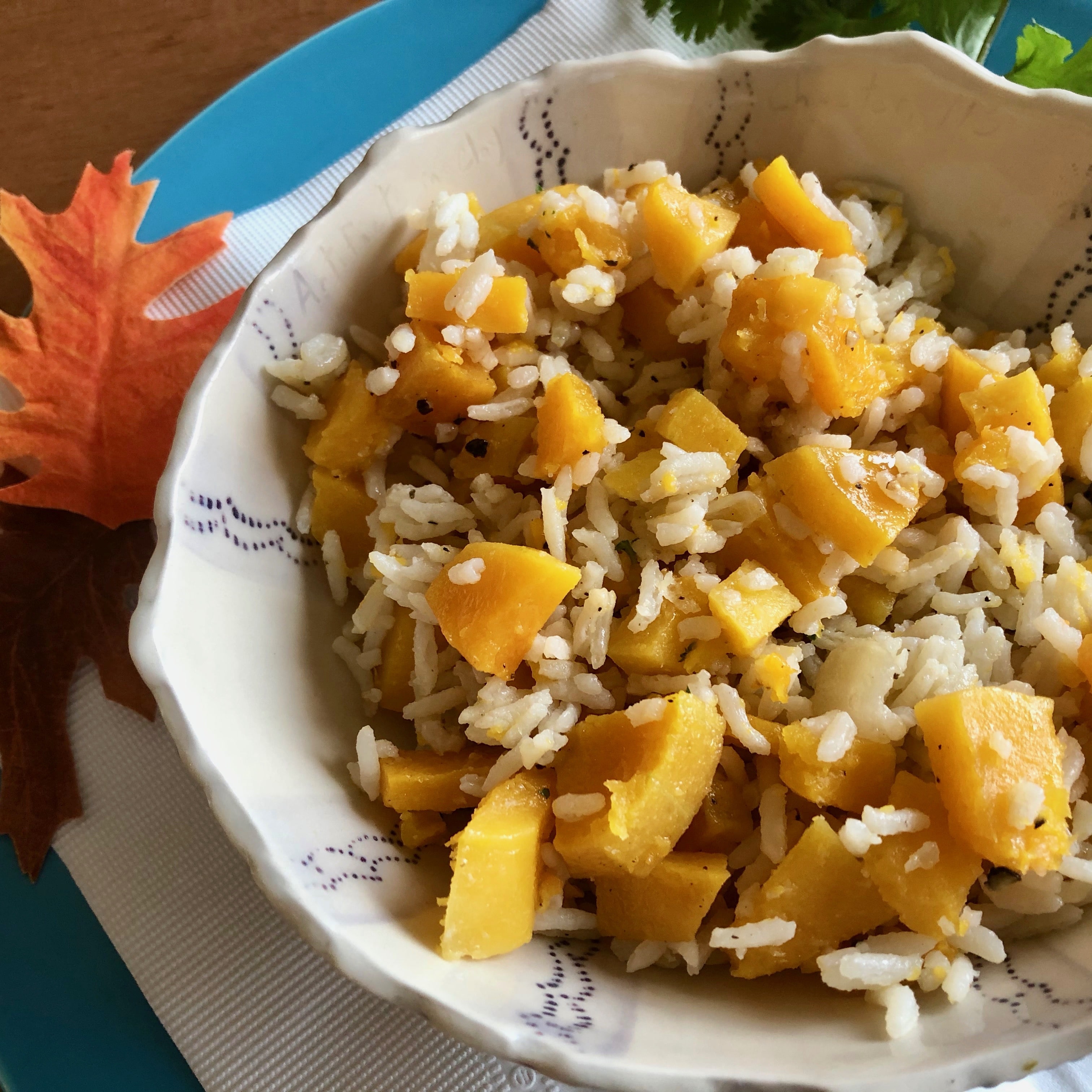 Rice Cooker Butternut squash & herb rice