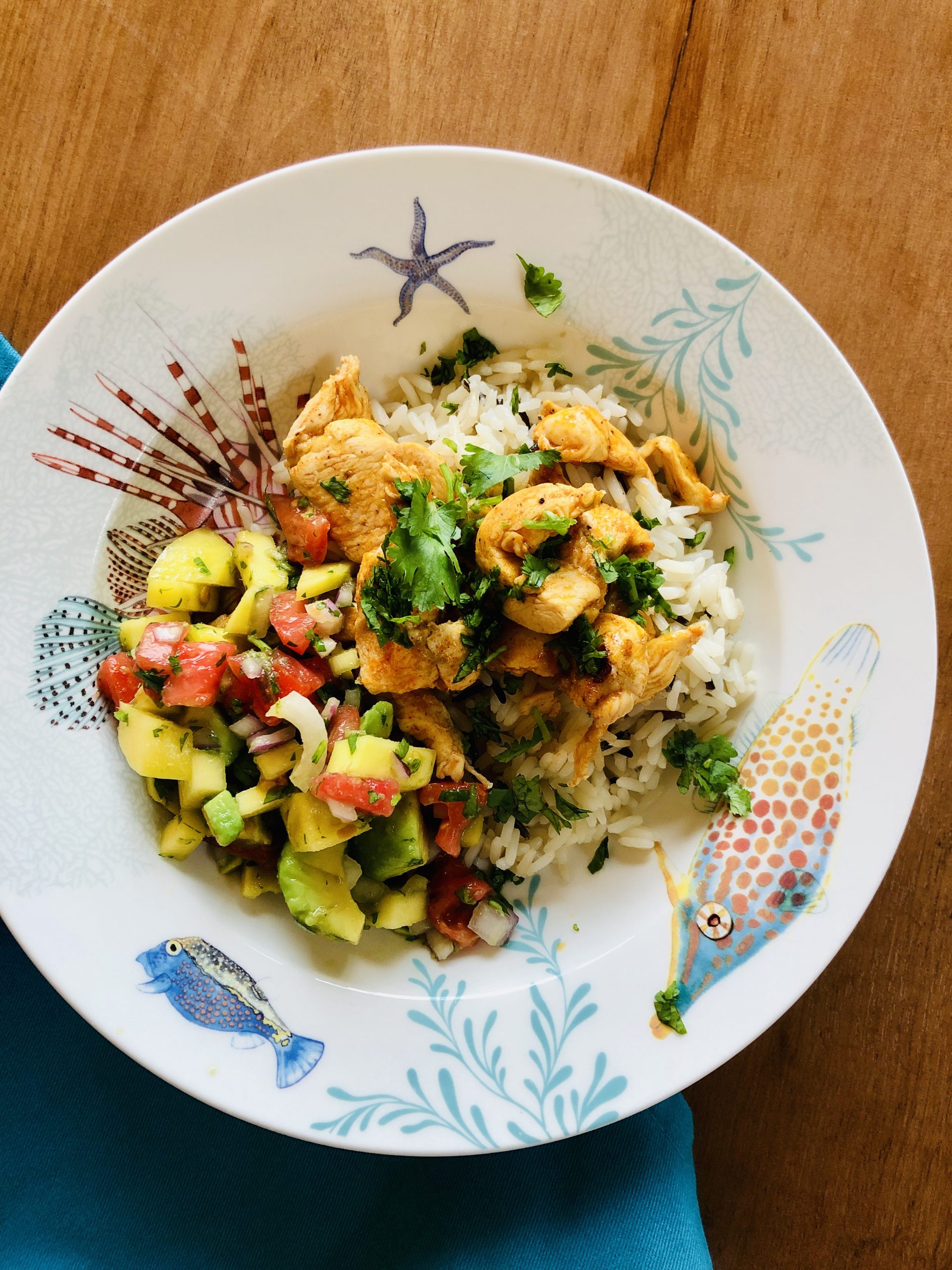 Long & Wild rice power bowl with Chili lime chicken
