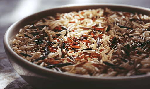 Wild rice recipe on a ceramic plate