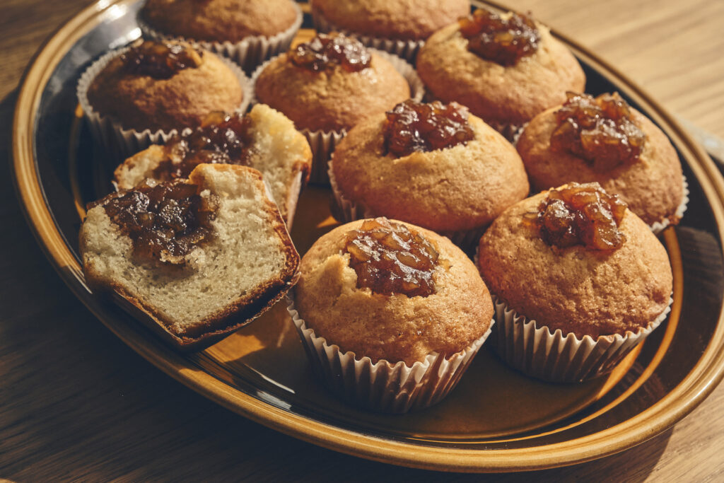 Dainty Rice | Gluten Free Vanilla Cupcakes with Spiced Pear